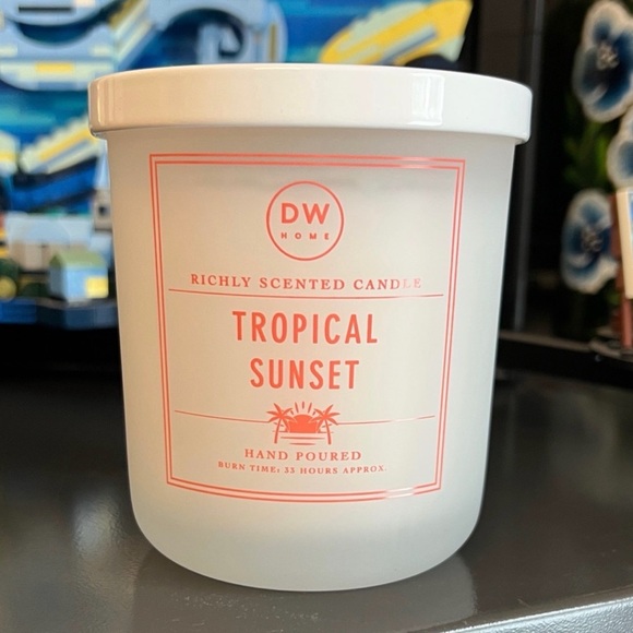 DW Home Other - DW Home Tropical Sunset White Candle with Coral Label